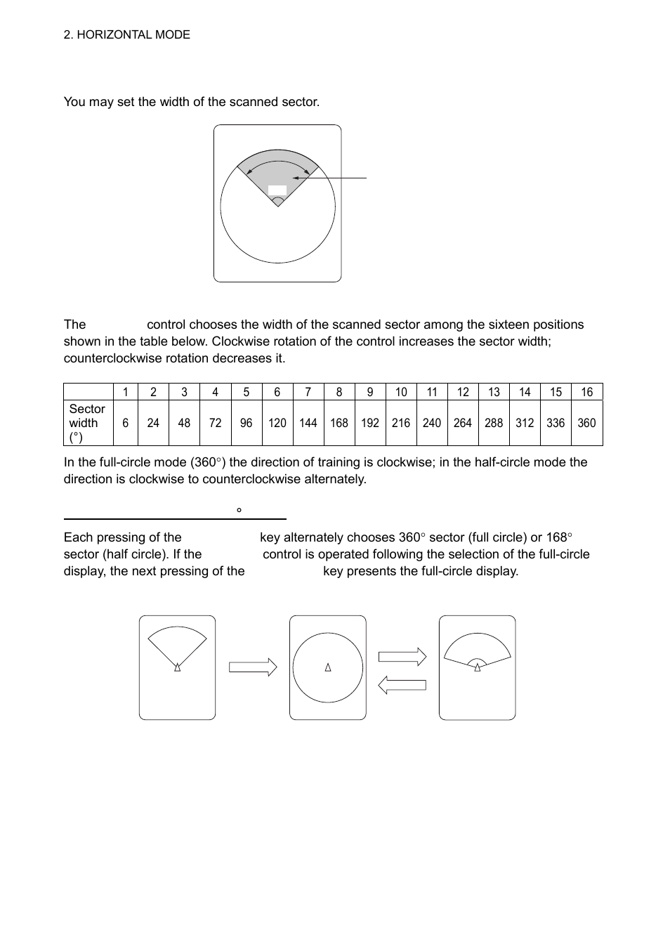 4 choosing sector width | Furuno CH-300 User Manual | Page 30 / 124