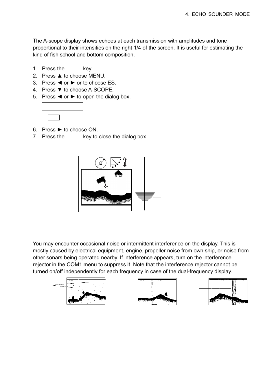 1 com1 menu, 3 suppressing interference and noise | Furuno CH-300 User Manual | Page 85 / 124
