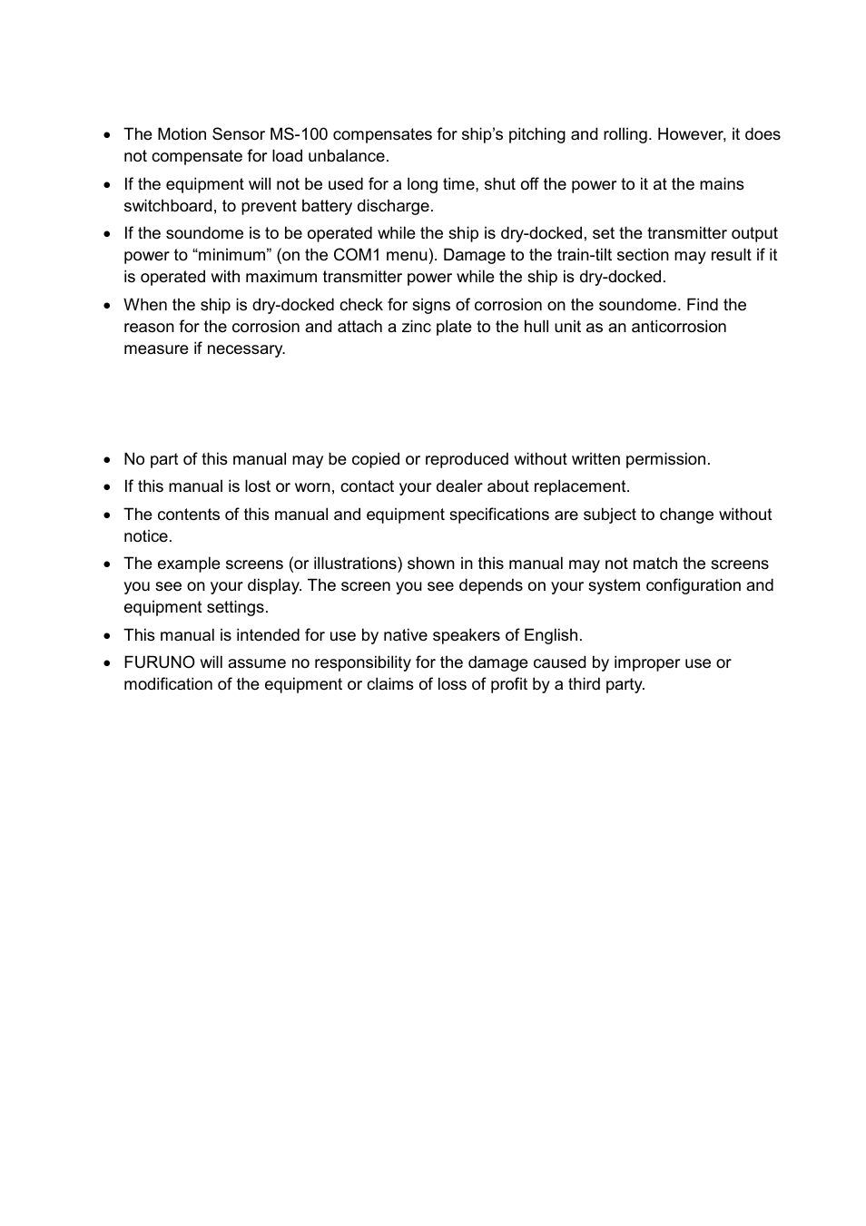Usage precautions, Notice | Furuno CH-300 User Manual | Page 9 / 124
