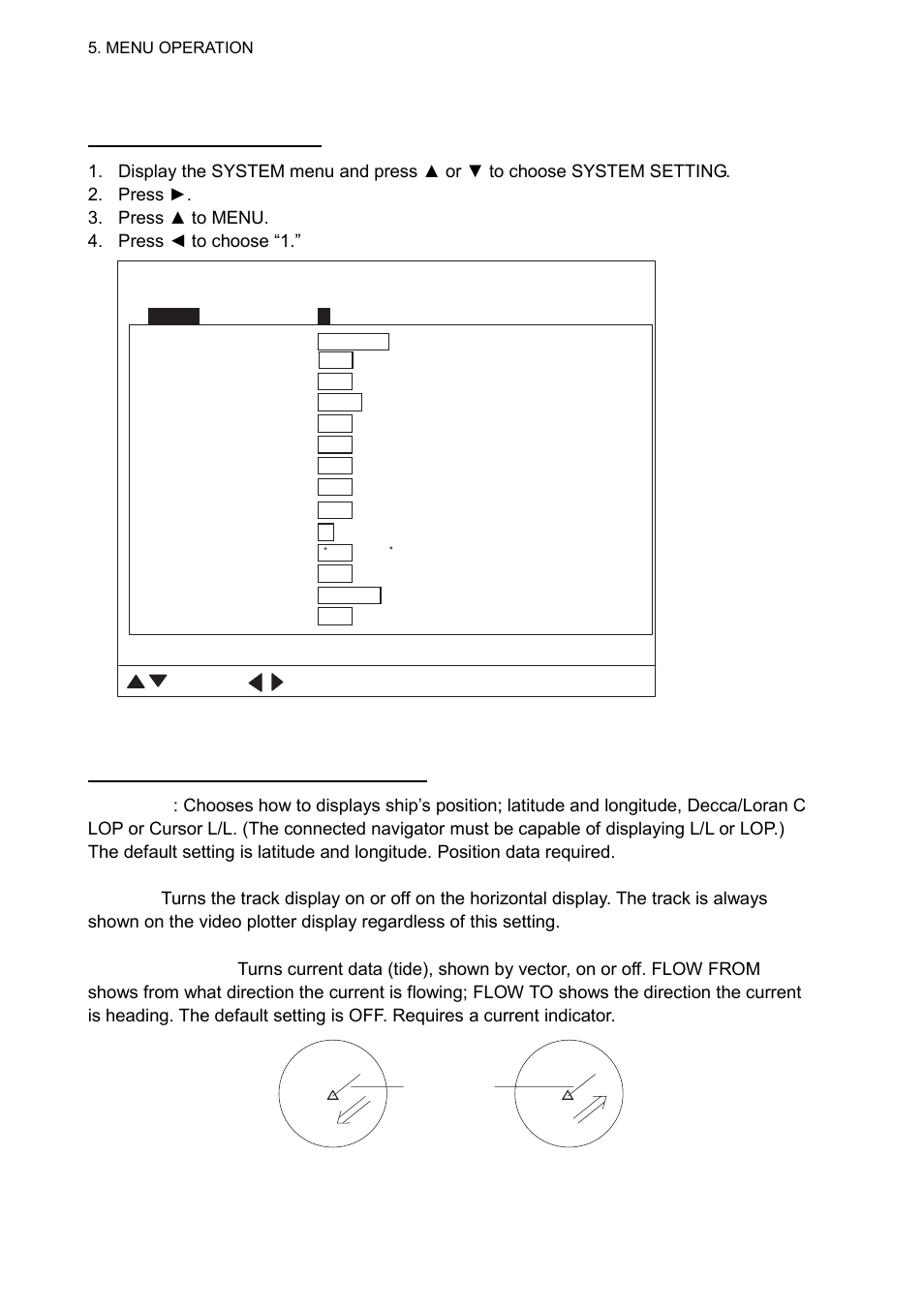 System setting 1 menu, System setting 1 menu description | Furuno CH-300 User Manual | Page 96 / 124