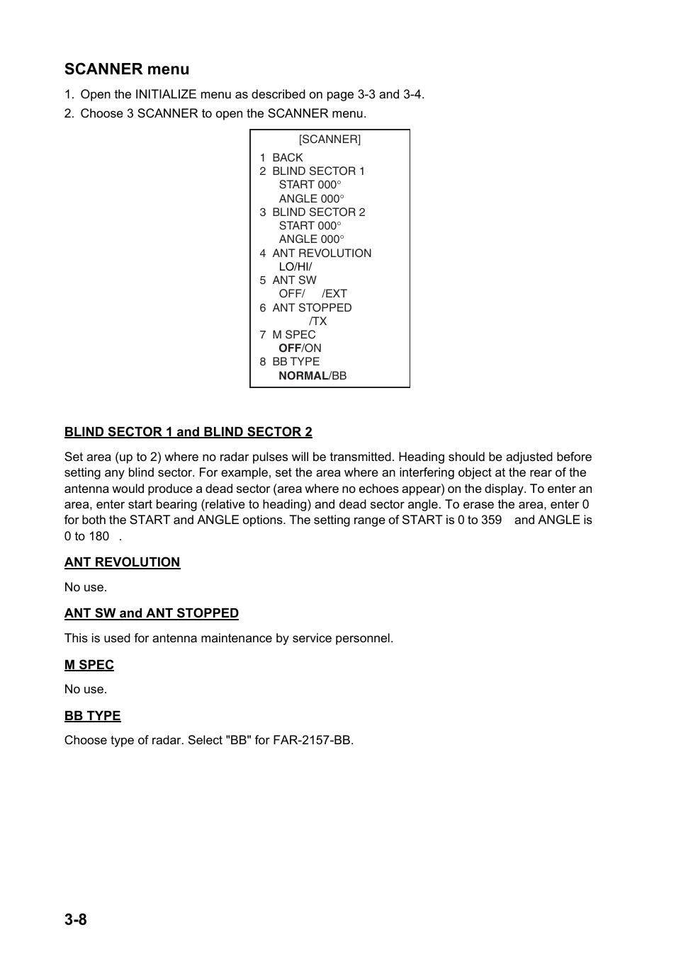 8 scanner menu | Furuno FAR-2157-D User Manual | Page 50 / 111