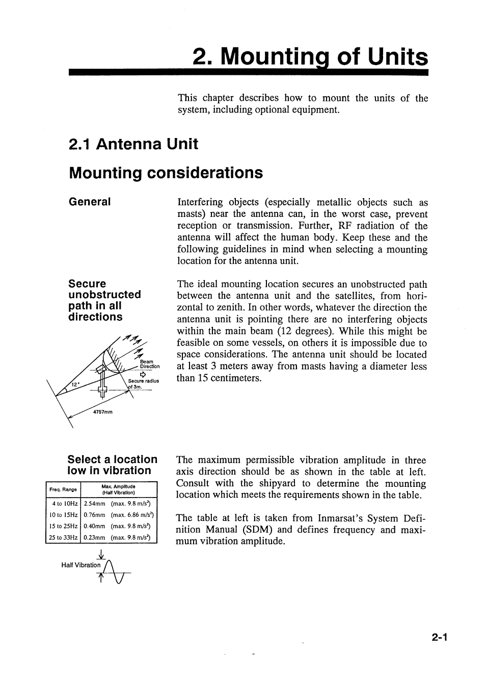 Mounting of units, 1 antenna unit | Furuno FELCOM 81B User Manual | Page 25 / 87