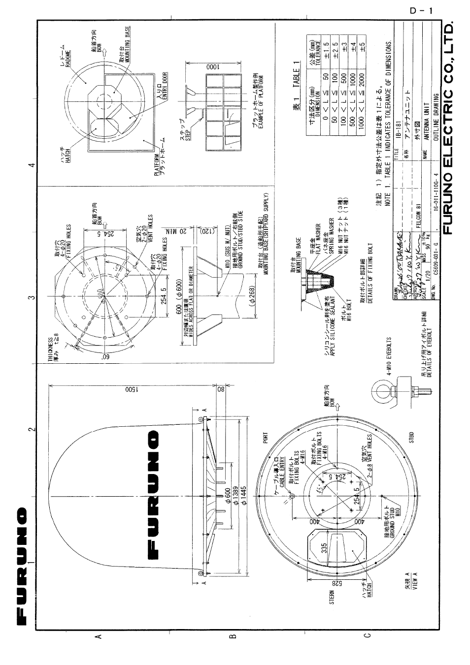 Outline drawings | Furuno FELCOM 81B User Manual | Page 67 / 87