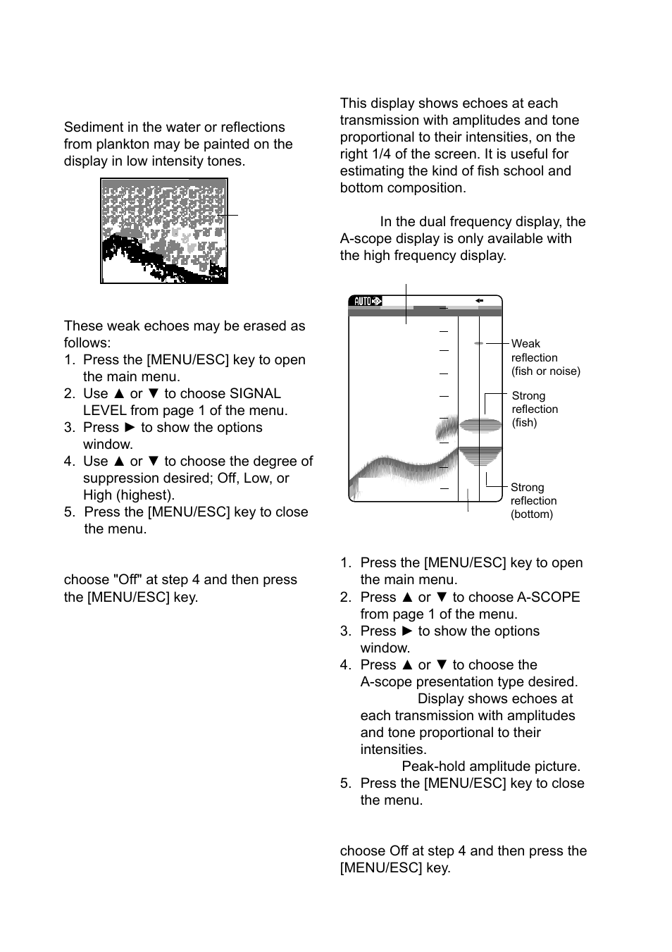 12 erasing weak echoes, 13 a-scope display | Furuno Ls4100 User Manual | Page 16 / 48