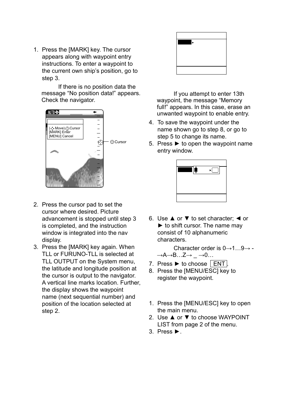 13 registering a waypoint on the screen, Registering waypoint by l/l | Furuno Ls4100 User Manual | Page 19 / 48