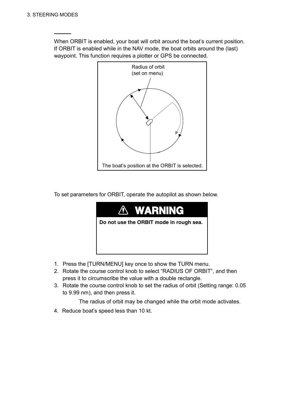 Warning | Furuno 520 User Manual | Page 26 / 73