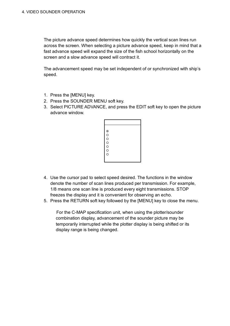 10 picture advance speed, 1 advancement independent of ship’s speed | Furuno NAVNET 1752C User Manual | Page 162 / 260