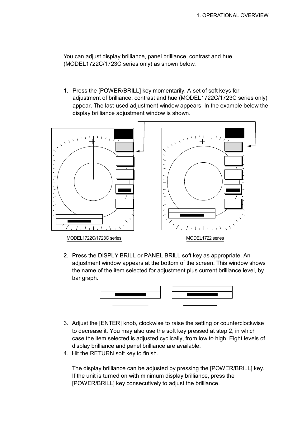 1 display brilliance, panel brilliance | Furuno NAVNET 1752C User Manual | Page 23 / 260