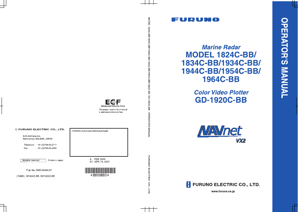 Furuno 1834C-BB User Manual | 233 pages