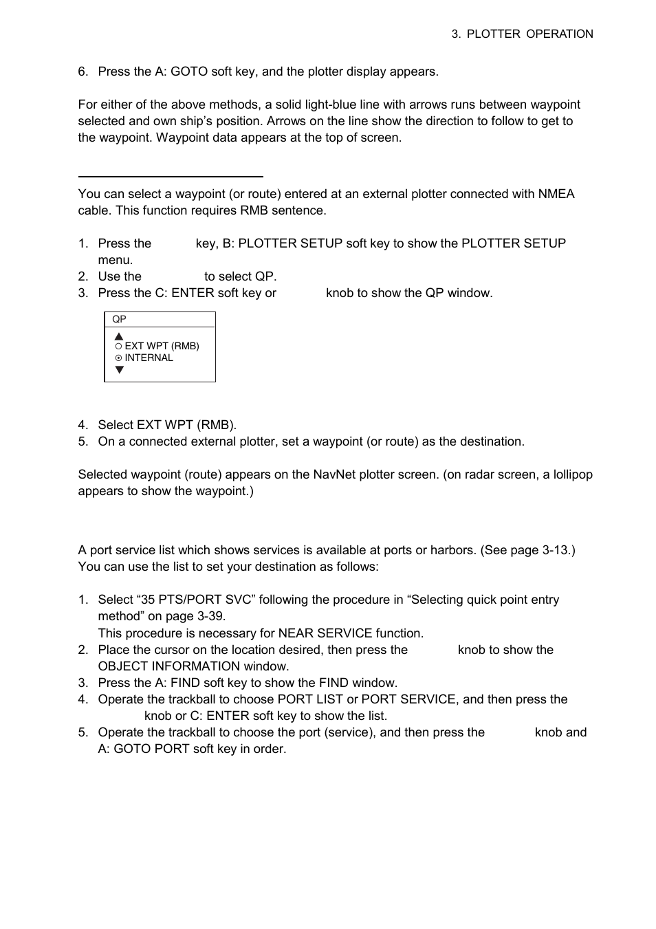 3 navigating to ports, port services (navchart, Only) | Furuno 1834C-BB User Manual | Page 104 / 233