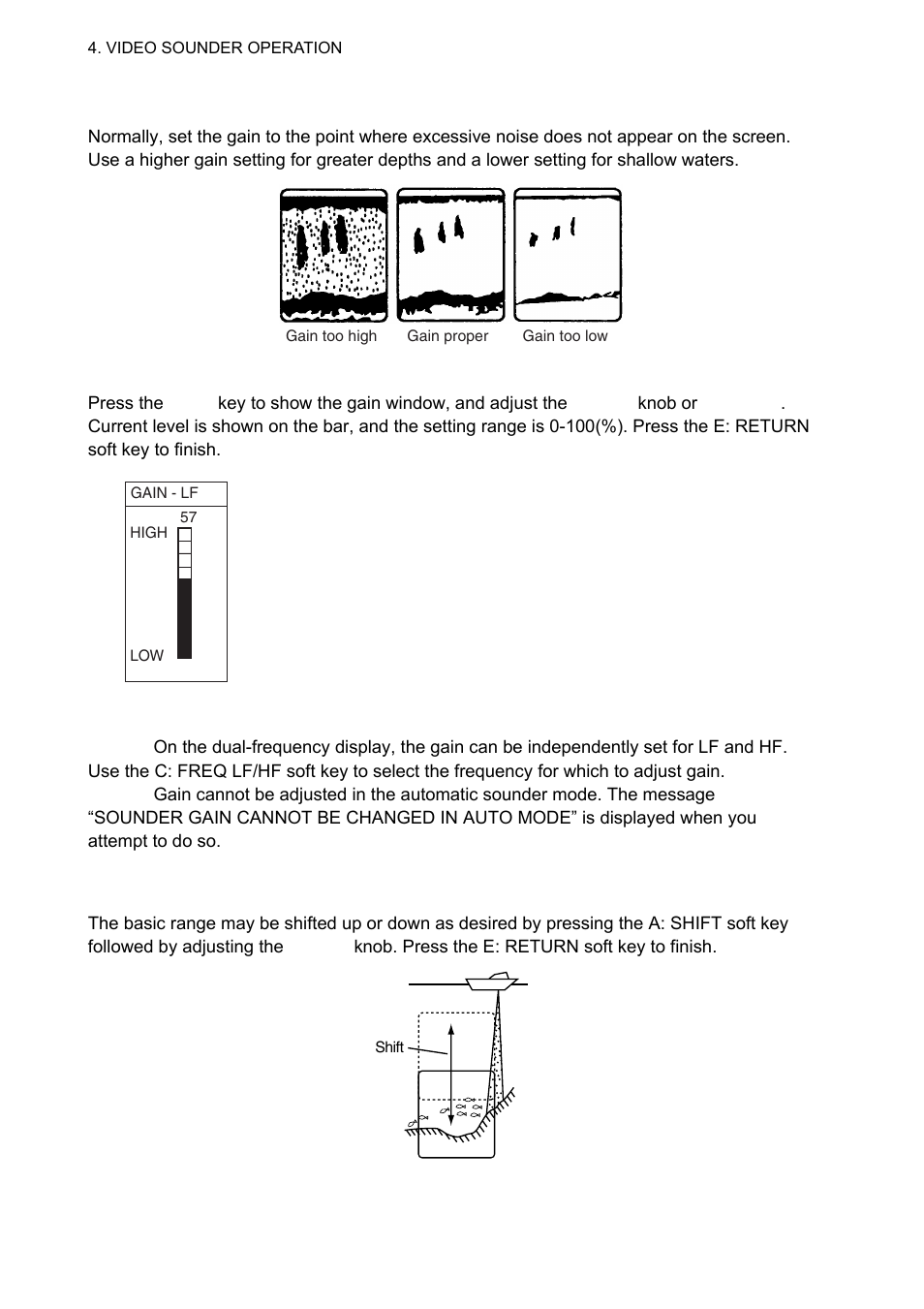 8 4.3.3 adjusting the gain, 4 shifting the range | Furuno 1834C-BB User Manual | Page 127 / 233