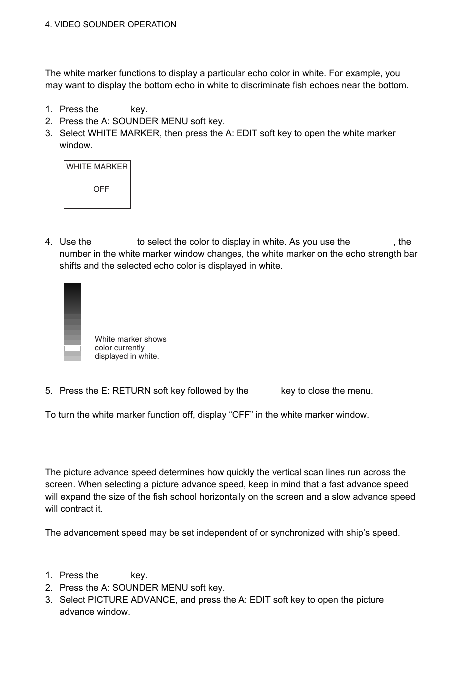 8 white marker, 9 picture advance speed | Furuno 1834C-BB User Manual | Page 131 / 233