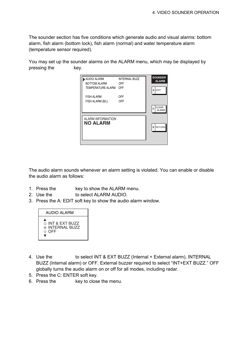 11 alarms, 1 audio alarm on/off | Furuno 1834C-BB User Manual | Page 134 / 233