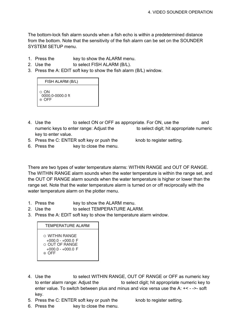 5 water temperature alarm | Furuno 1834C-BB User Manual | Page 136 / 233