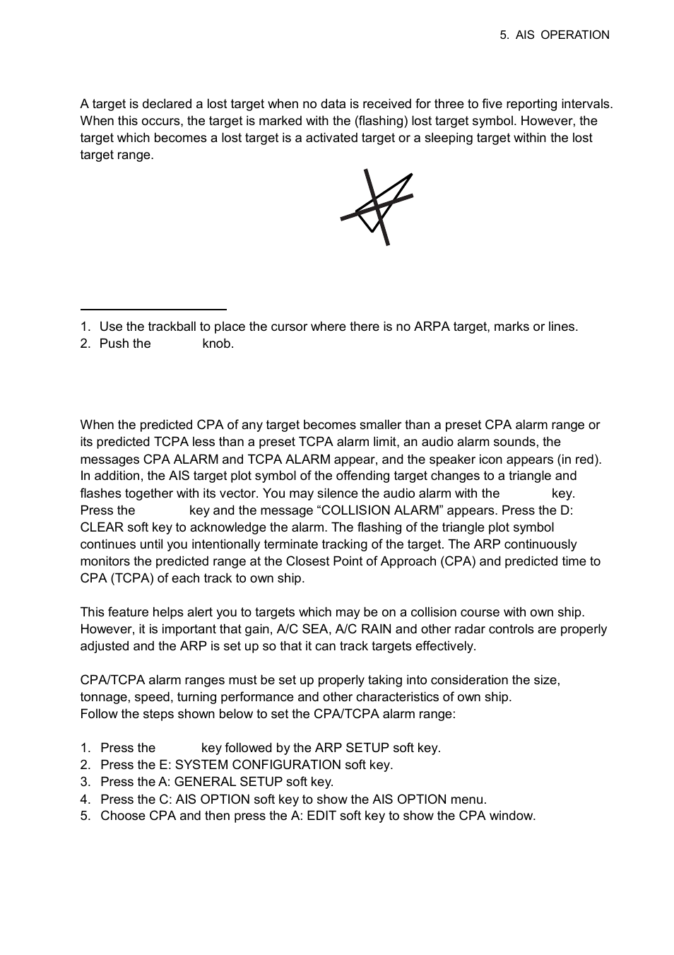 6 lost target, 7 setting cpa and tcpa | Furuno 1834C-BB User Manual | Page 146 / 233