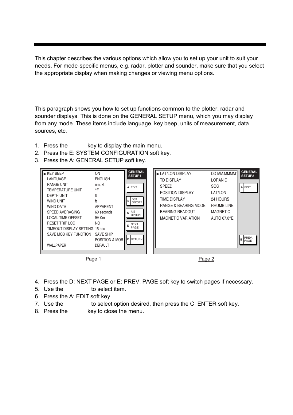 Customizing your unit, 1 general setup | Furuno 1834C-BB User Manual | Page 156 / 233