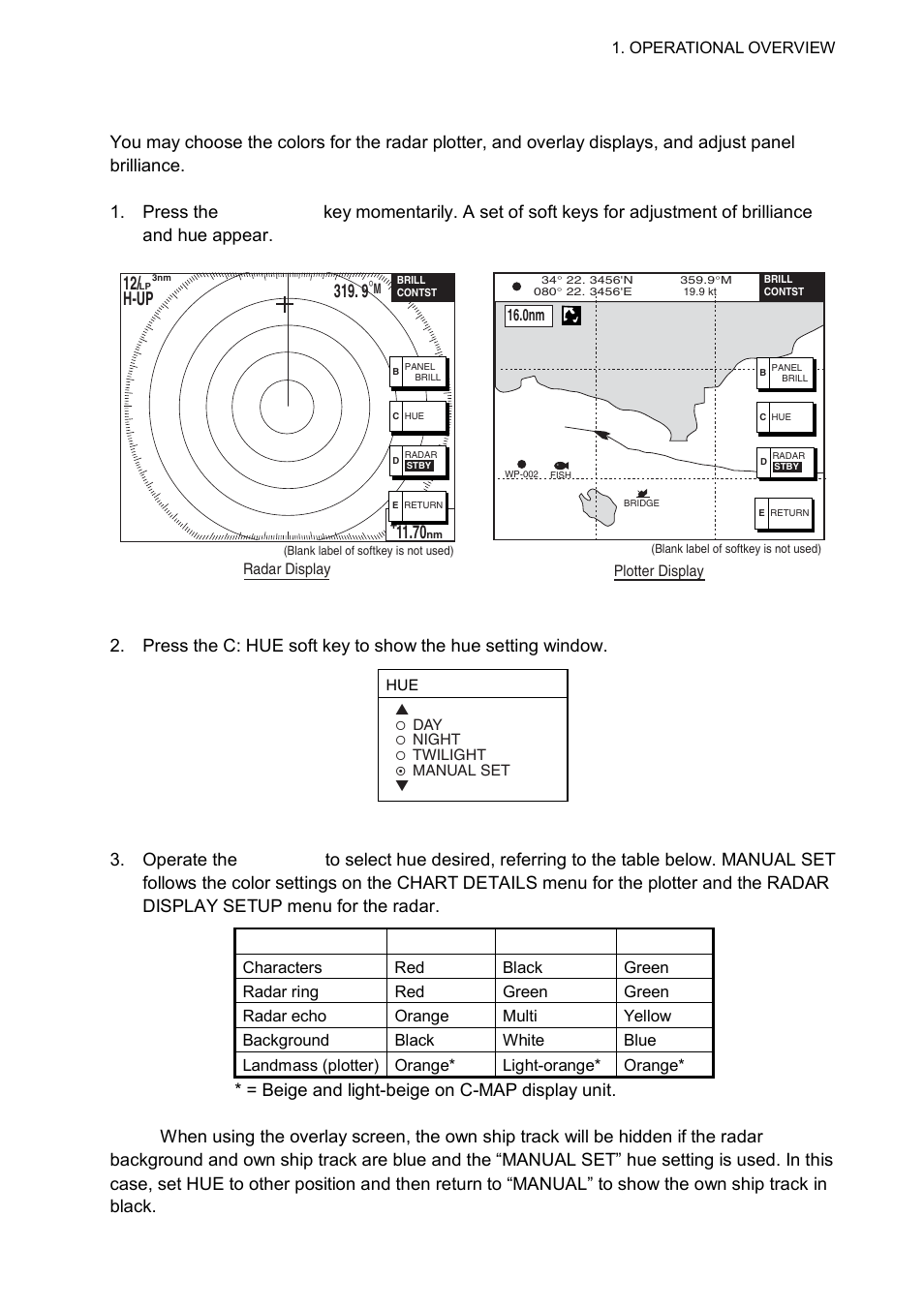 4 adjusting hue, panel illumination, 12/ h-up | Furuno 1834C-BB User Manual | Page 16 / 233