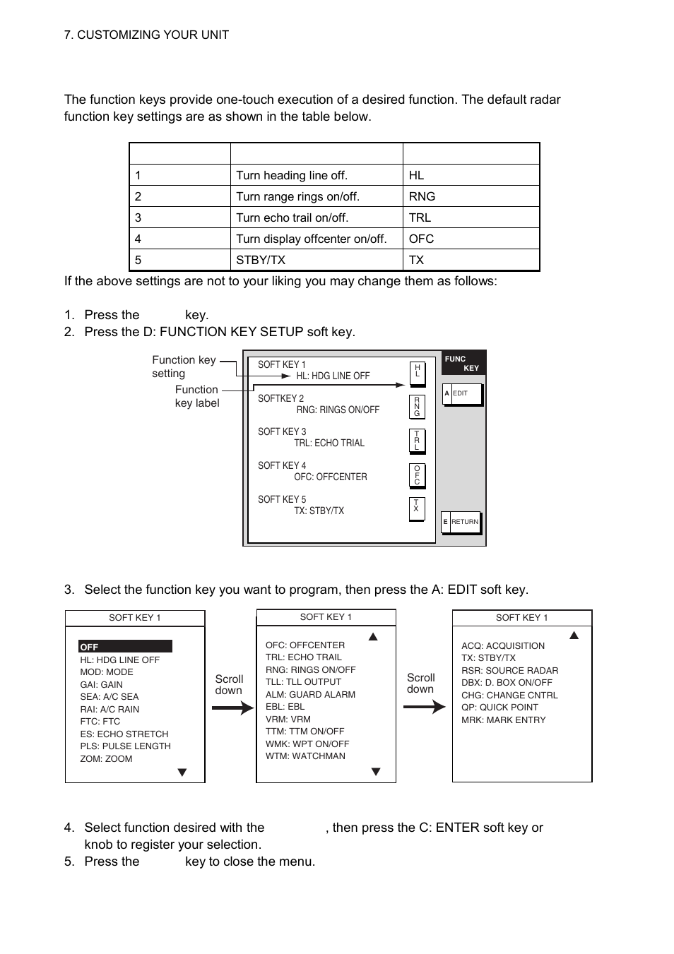 8 7.2.3 function key setup | Furuno 1834C-BB User Manual | Page 163 / 233