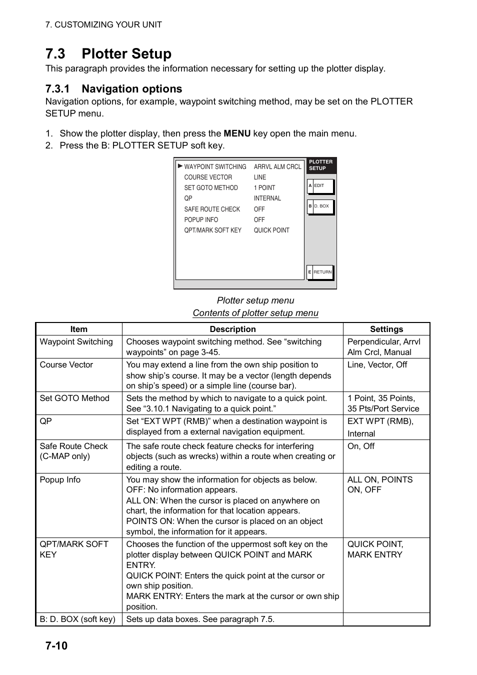 3 plotter setup, 1 navigation options | Furuno 1834C-BB User Manual | Page 165 / 233