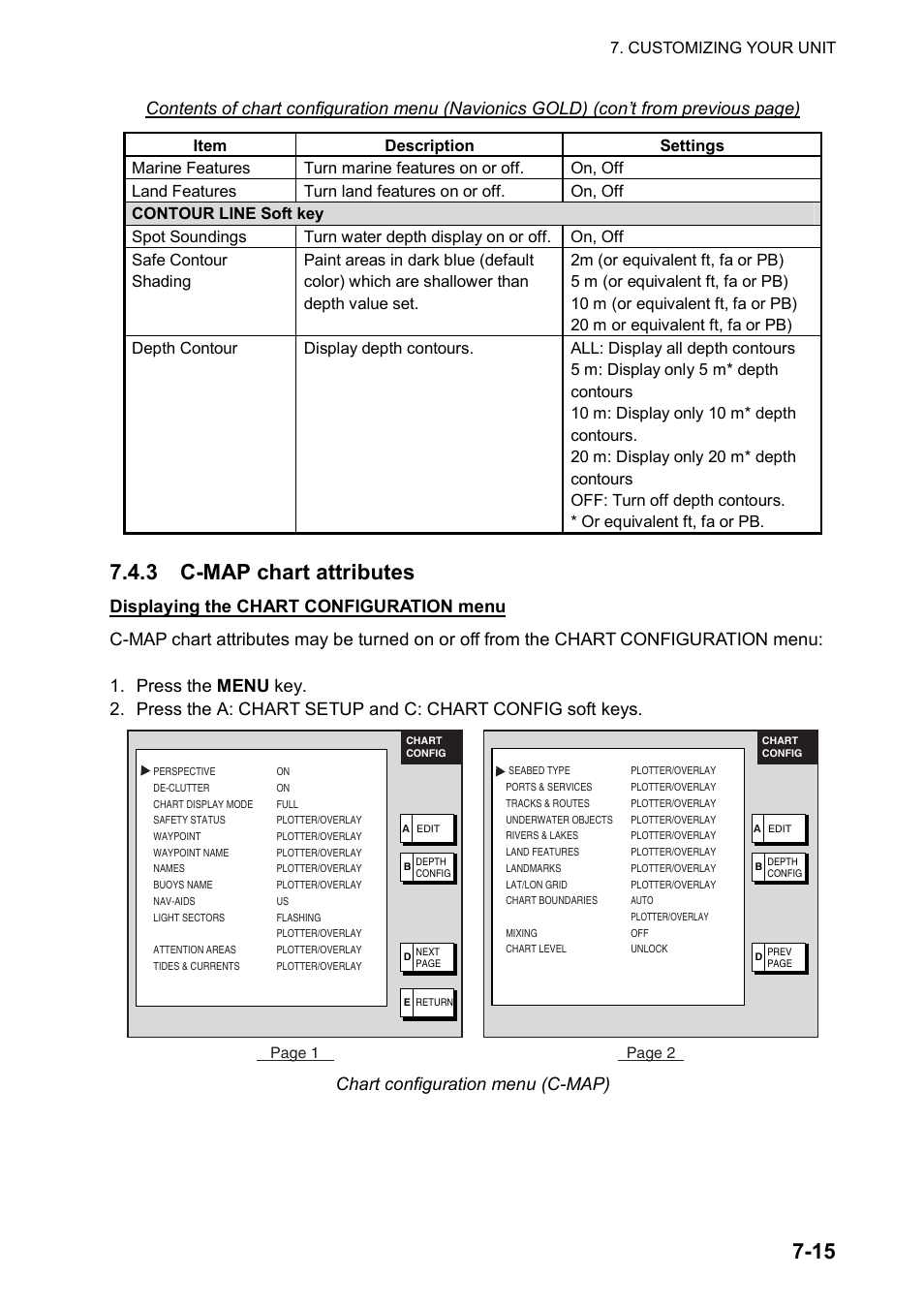 3 c-map chart attributes, Chart configuration menu (c-map) | Furuno 1834C-BB User Manual | Page 170 / 233