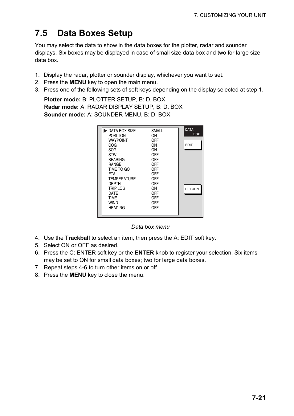 5 data boxes setup | Furuno 1834C-BB User Manual | Page 176 / 233