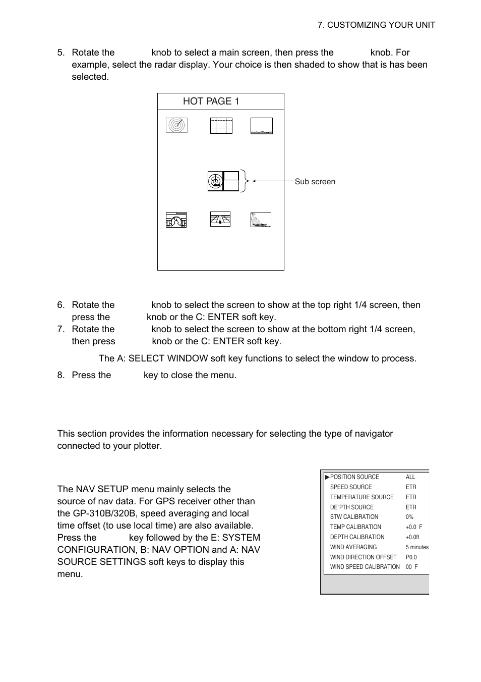 7 navigator setup, 1 navigation data source | Furuno 1834C-BB User Manual | Page 178 / 233