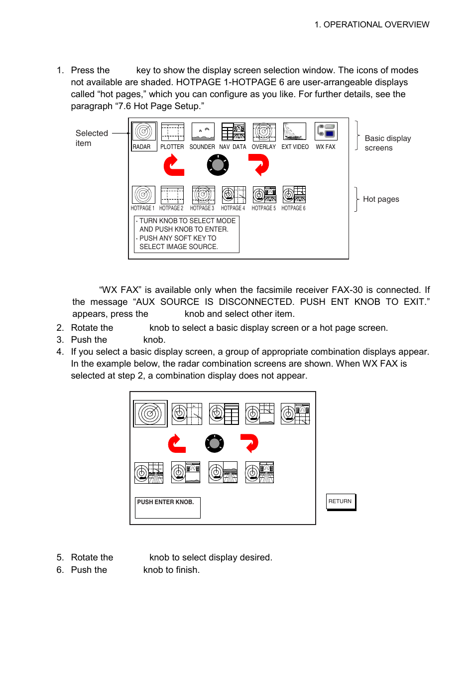 7 1.5.2 selecting a display | Furuno 1834C-BB User Manual | Page 18 / 233