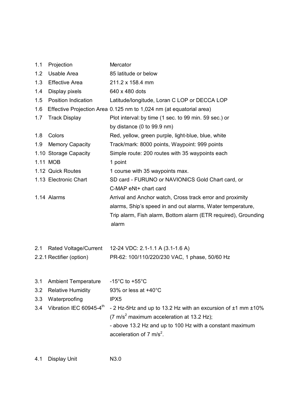 Specifications of video plotter gd-1920c-bb | Furuno 1834C-BB User Manual | Page 225 / 233