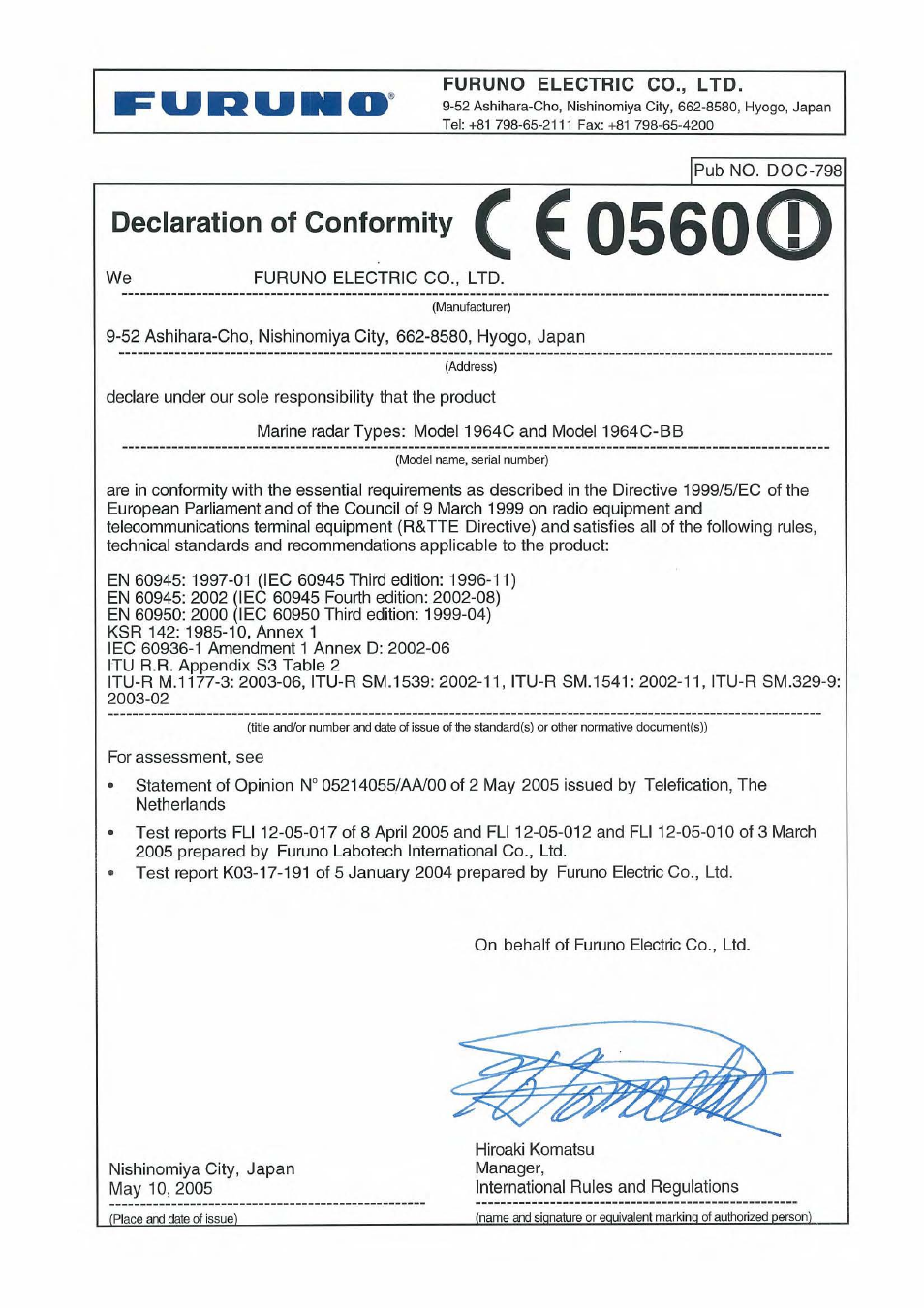 Furuno 1834C-BB User Manual | Page 233 / 233
