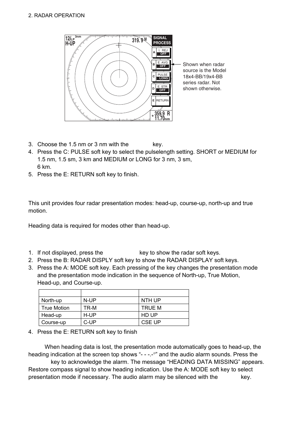 9 presentation mode, 1 selecting a presentation mode, 12/ h-up | Furuno 1834C-BB User Manual | Page 33 / 233