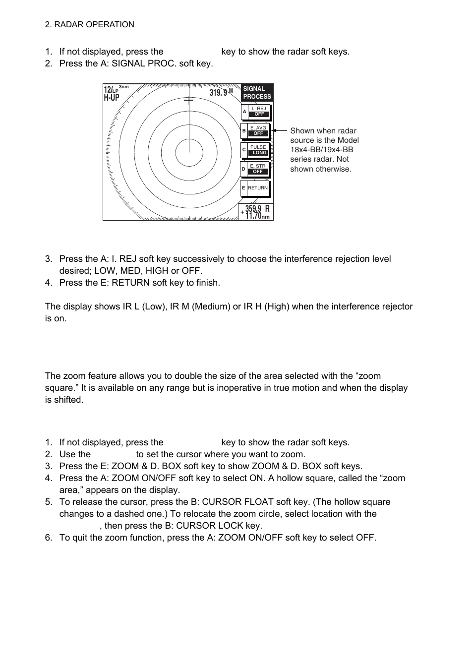 15 zoom, 1 zooming radar targets, 12/ h-up | Furuno 1834C-BB User Manual | Page 39 / 233