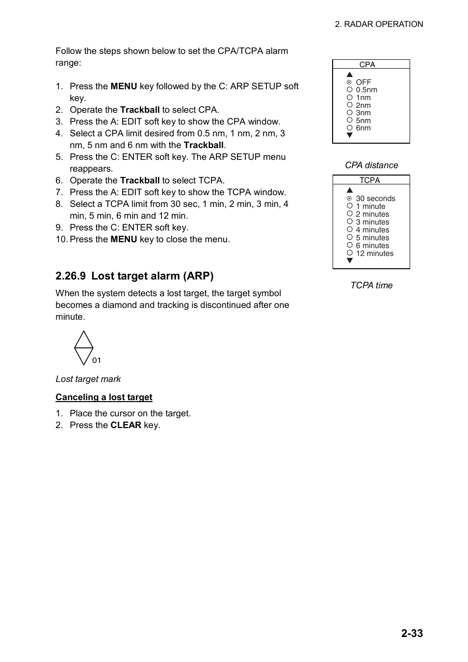 9 lost target alarm (arp) | Furuno 1834C-BB User Manual | Page 60 / 233