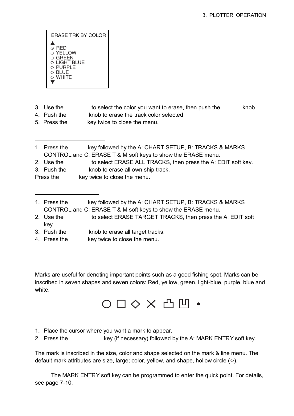 7 marks, lines, 1 entering a mark, line | Furuno 1834C-BB User Manual | Page 86 / 233