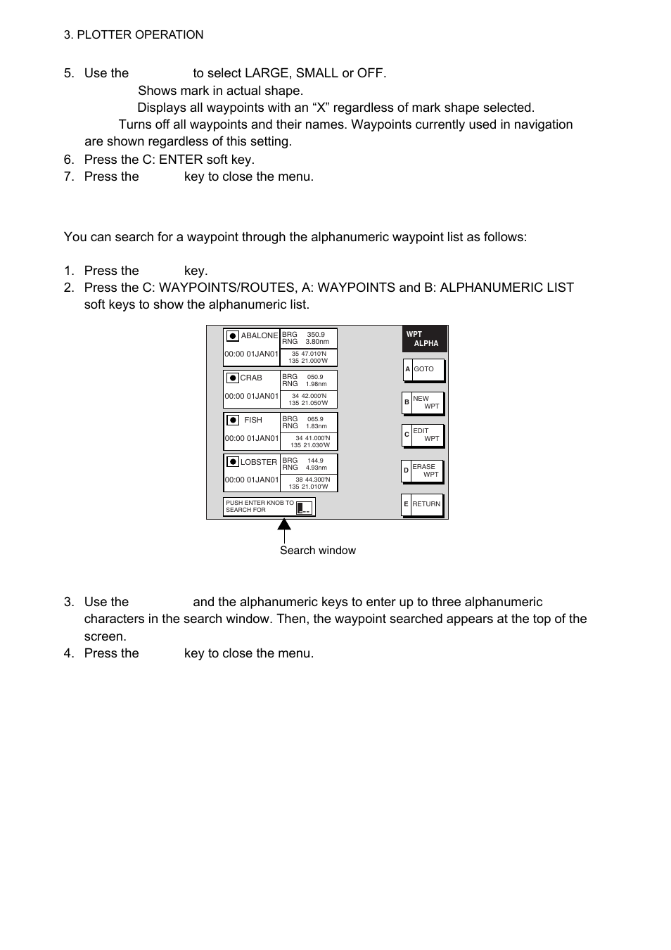 5 searching waypoints, Plotter operation | Furuno 1834C-BB User Manual | Page 95 / 233