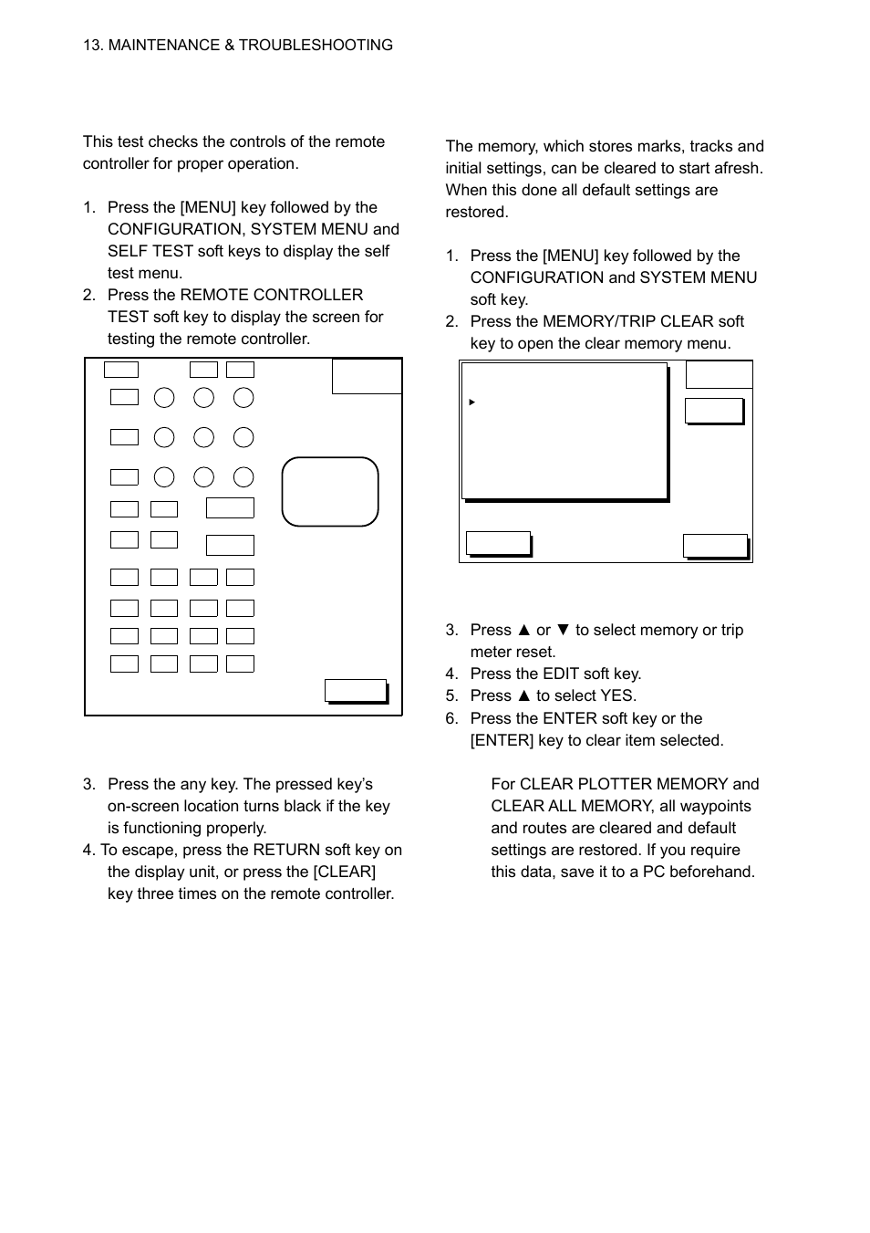 6 clearing memories | Furuno GP-1850WDF User Manual | Page 100 / 115