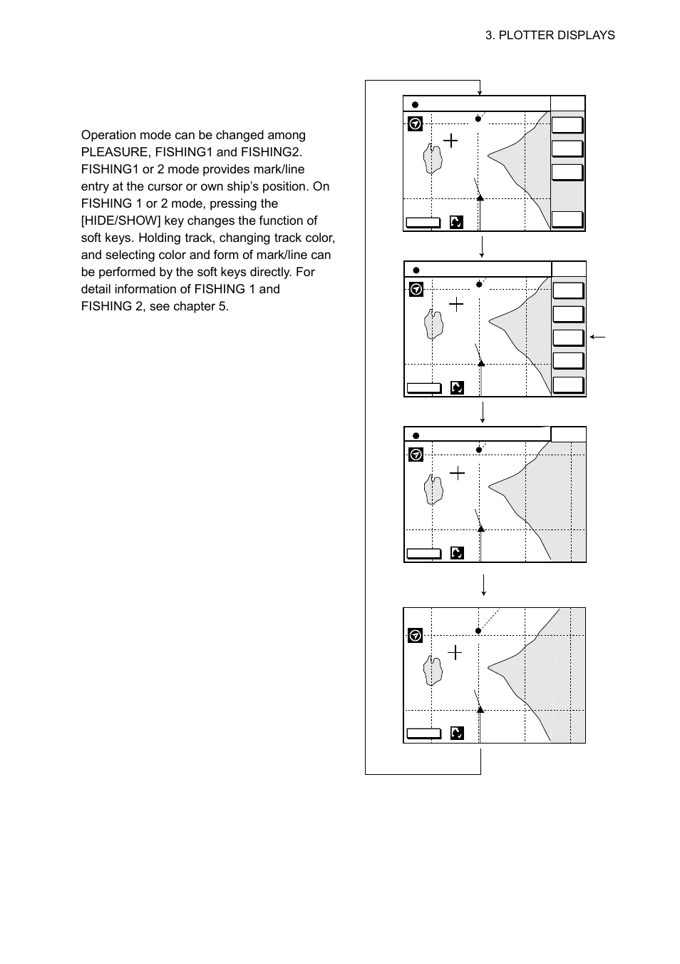 10 changing operation mode, Plotter displays | Furuno GP-1850WDF User Manual | Page 37 / 115