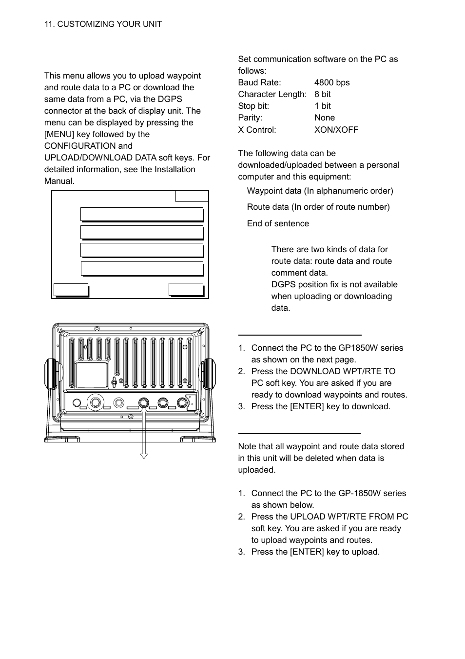 Upload/download data menu | Furuno GP-1850WDF User Manual | Page 84 / 115