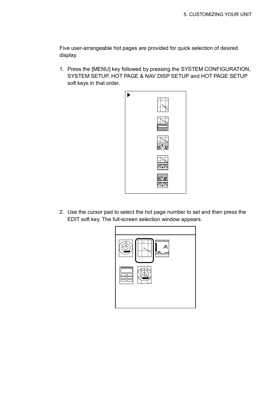 6 hot page setup | Furuno 1763C User Manual | Page 193 / 260