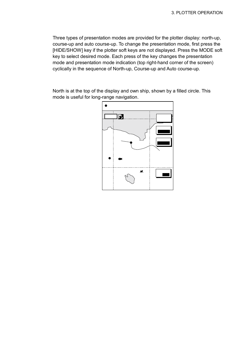 2 presentation mode, 1 north-up, Plotter display, north-up mode | Furuno 1763C User Manual | Page 91 / 260