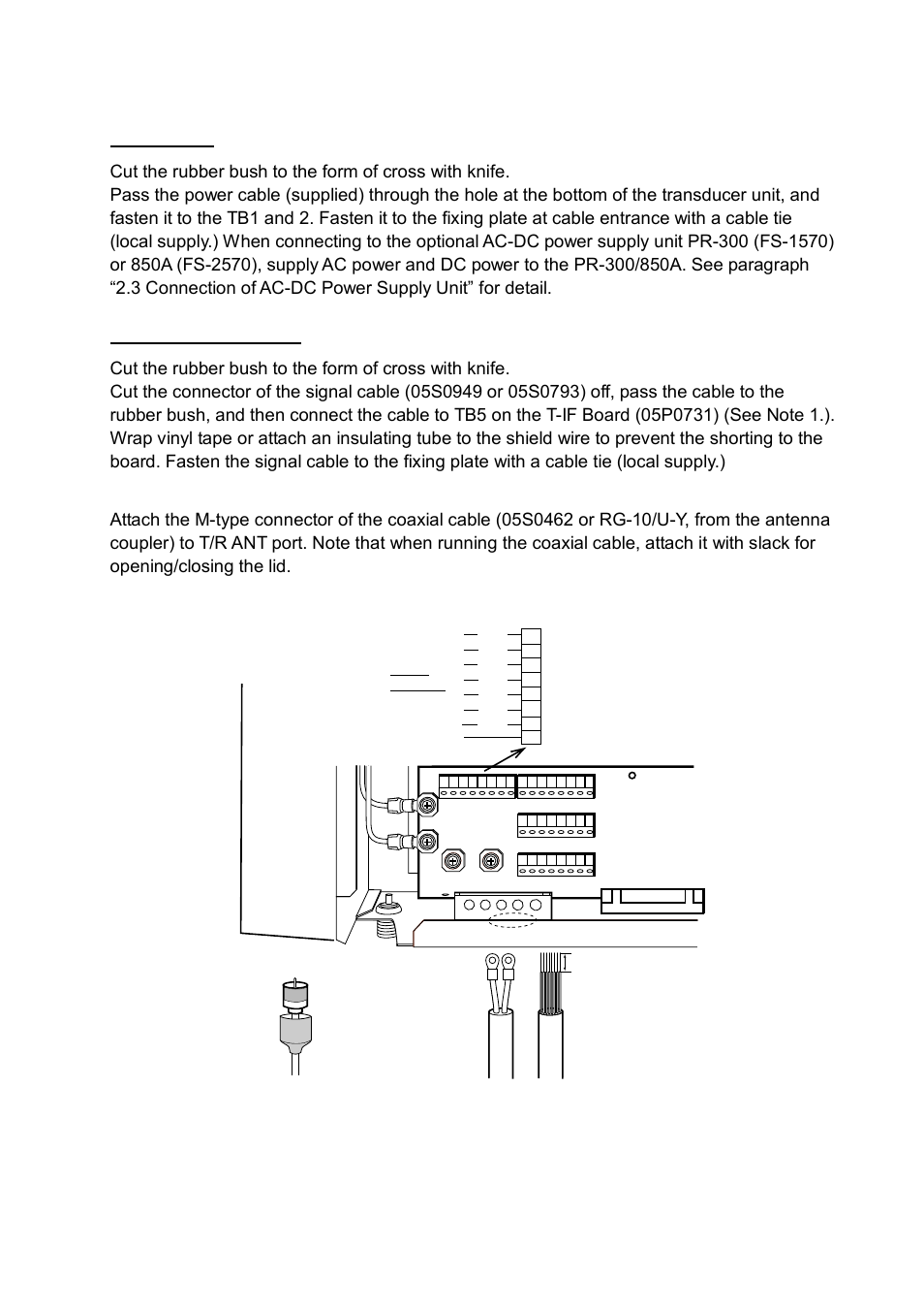 3 2.1.2 connection on the transceiver unit | Furuno FS-2570 User Manual | Page 25 / 76