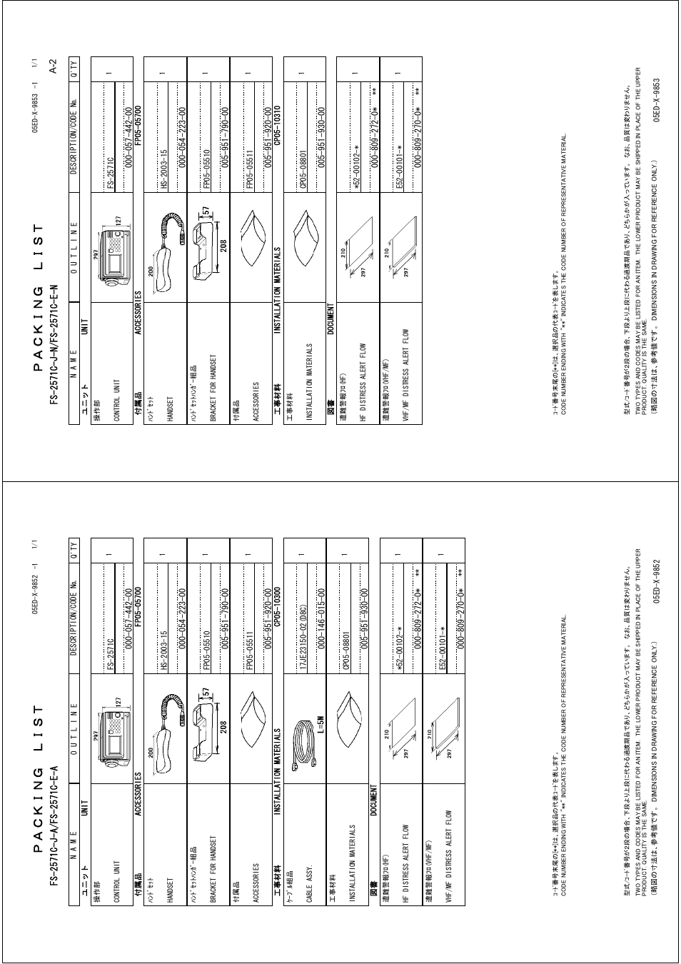 Packing list | Furuno FS-2570 User Manual | Page 49 / 76