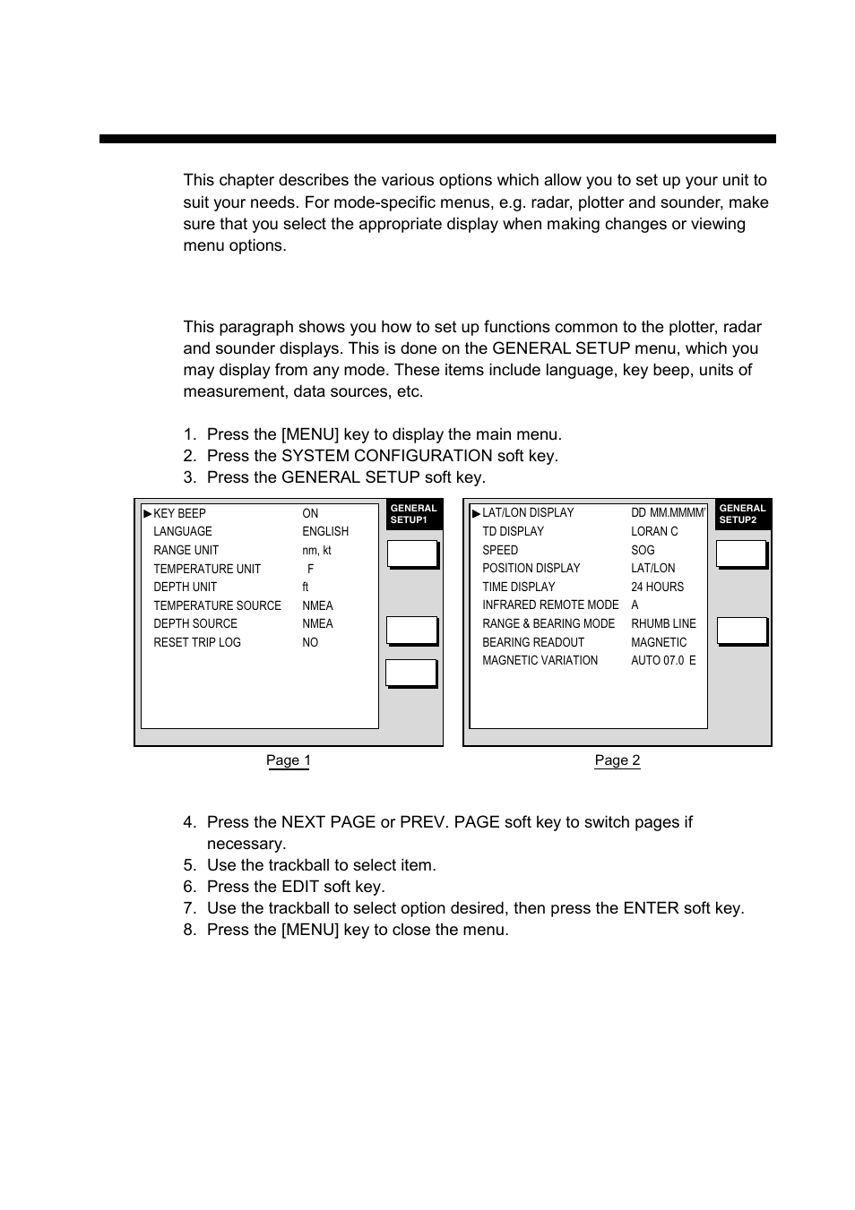 Customizing your unit, 1 general setup | Furuno 1933C User Manual | Page 175 / 260