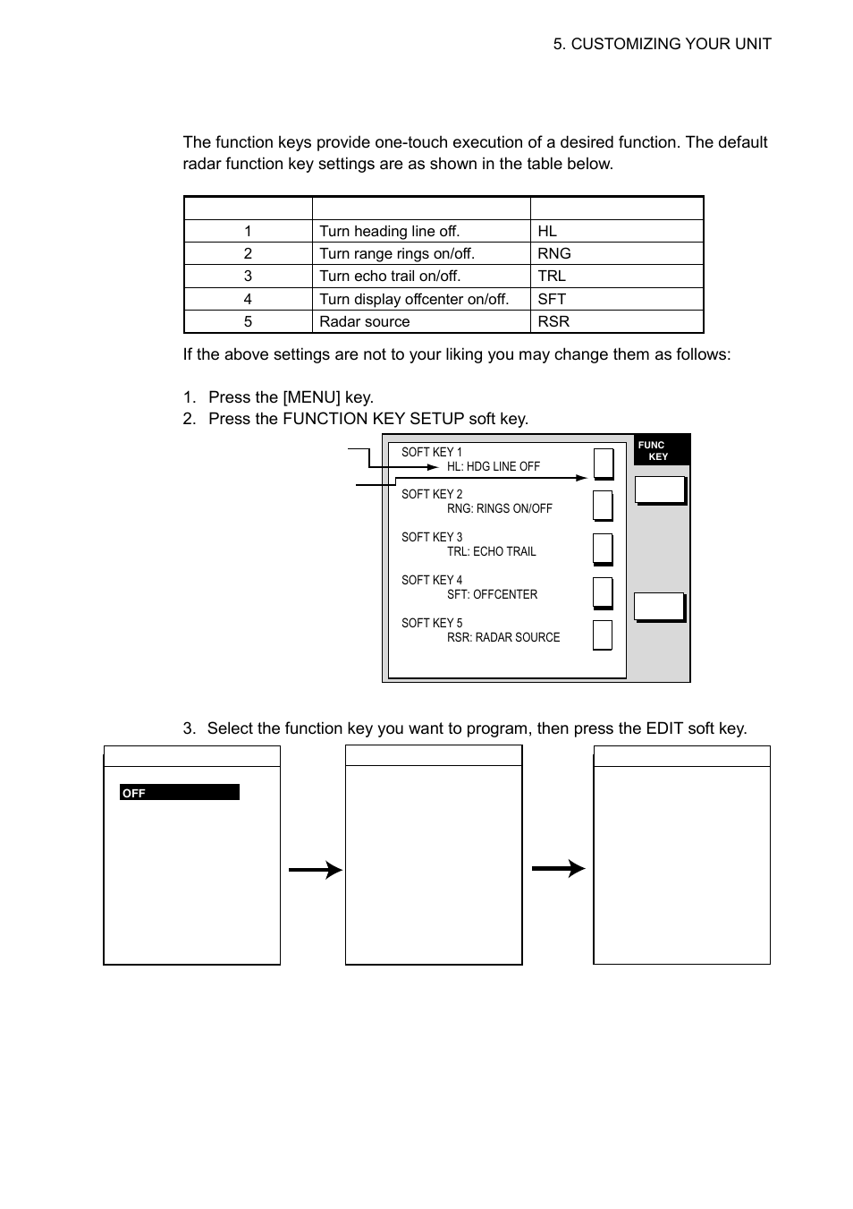 7 5.2.3 function key setup, Radar function key options | Furuno 1933C User Manual | Page 181 / 260