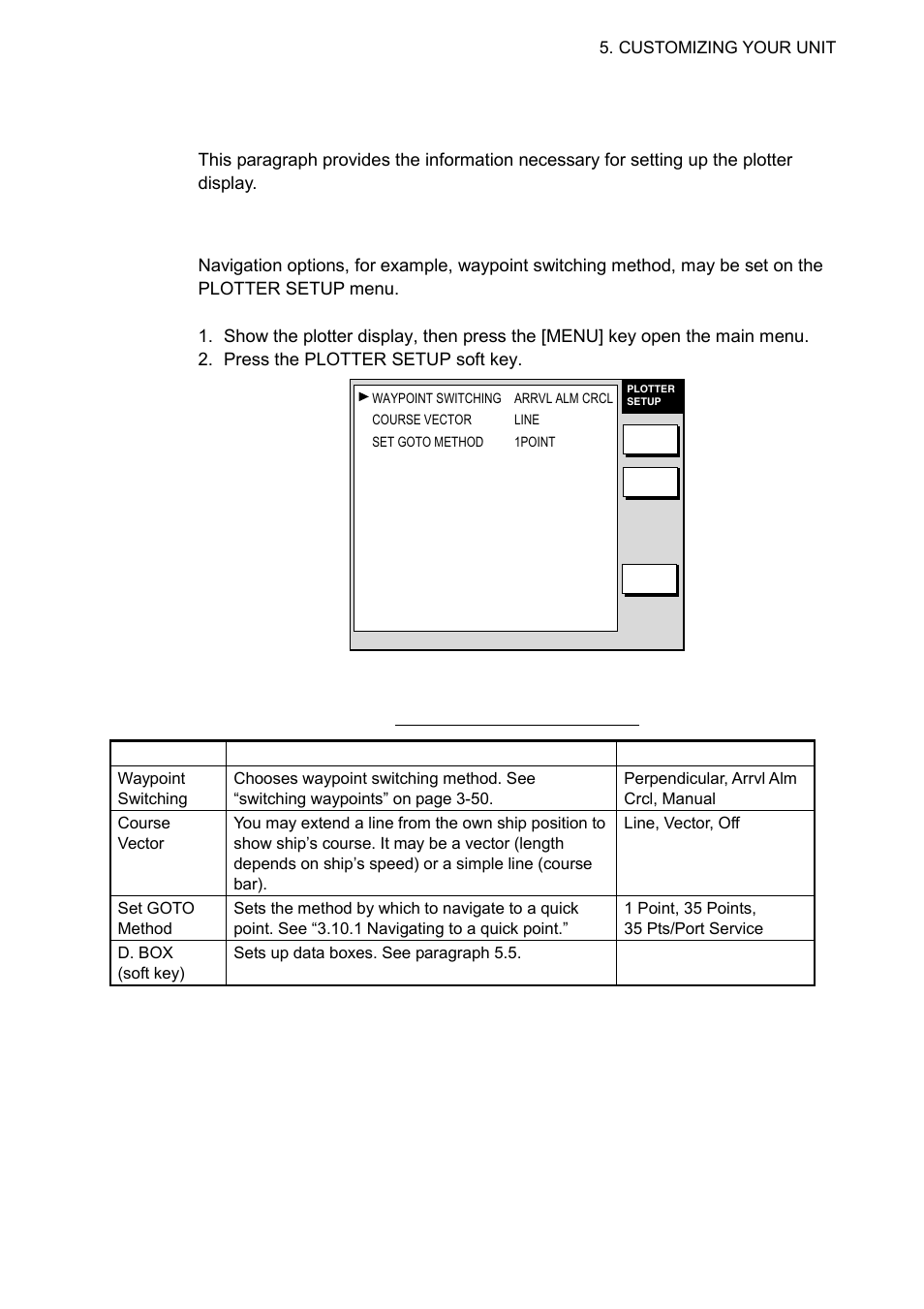 3 plotter setup, 1 navigation options | Furuno 1933C User Manual | Page 183 / 260