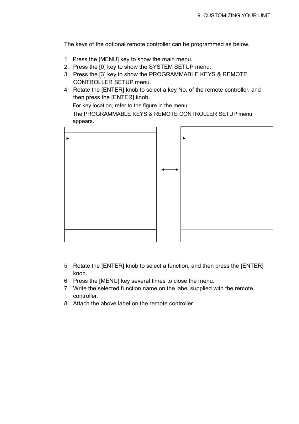 Programmable functions list for remote controller | Furuno GP-3500 User Manual | Page 137 / 192