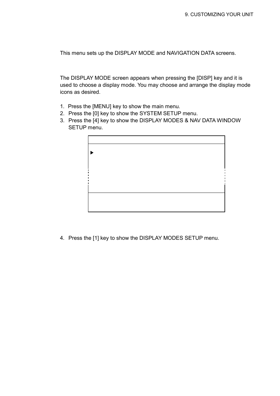 6 display modes & nav data window setup menu | Furuno GP-3500 User Manual | Page 139 / 192