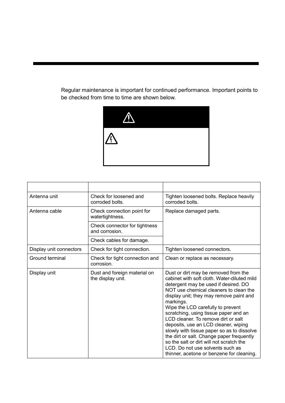 Maintenance & troubleshooting, 1 maintenance, Warning | Furuno GP-3500 User Manual | Page 171 / 192