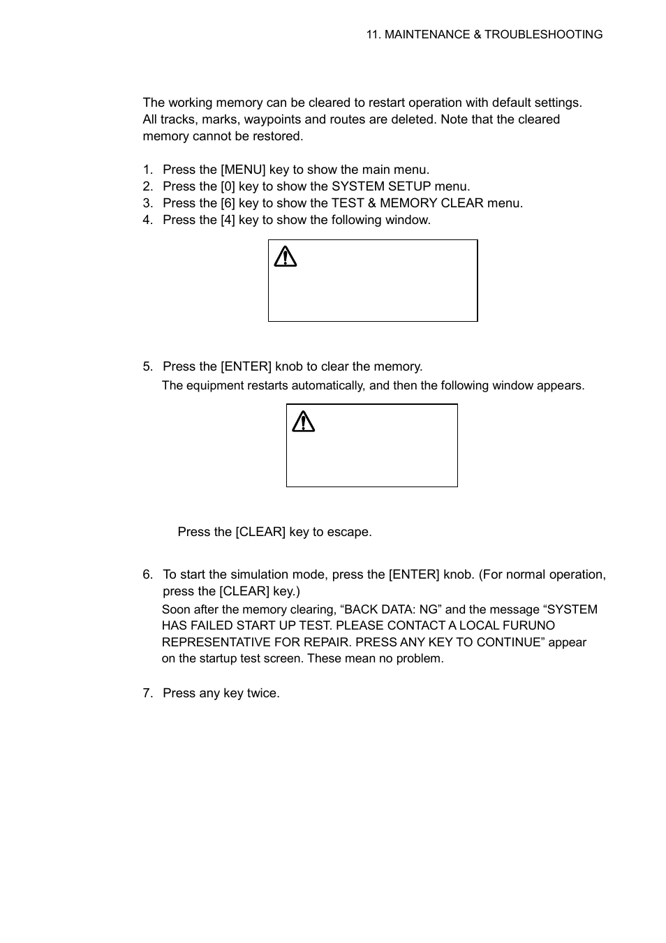 7 clearing the working memory | Furuno GP-3500 User Manual | Page 179 / 192