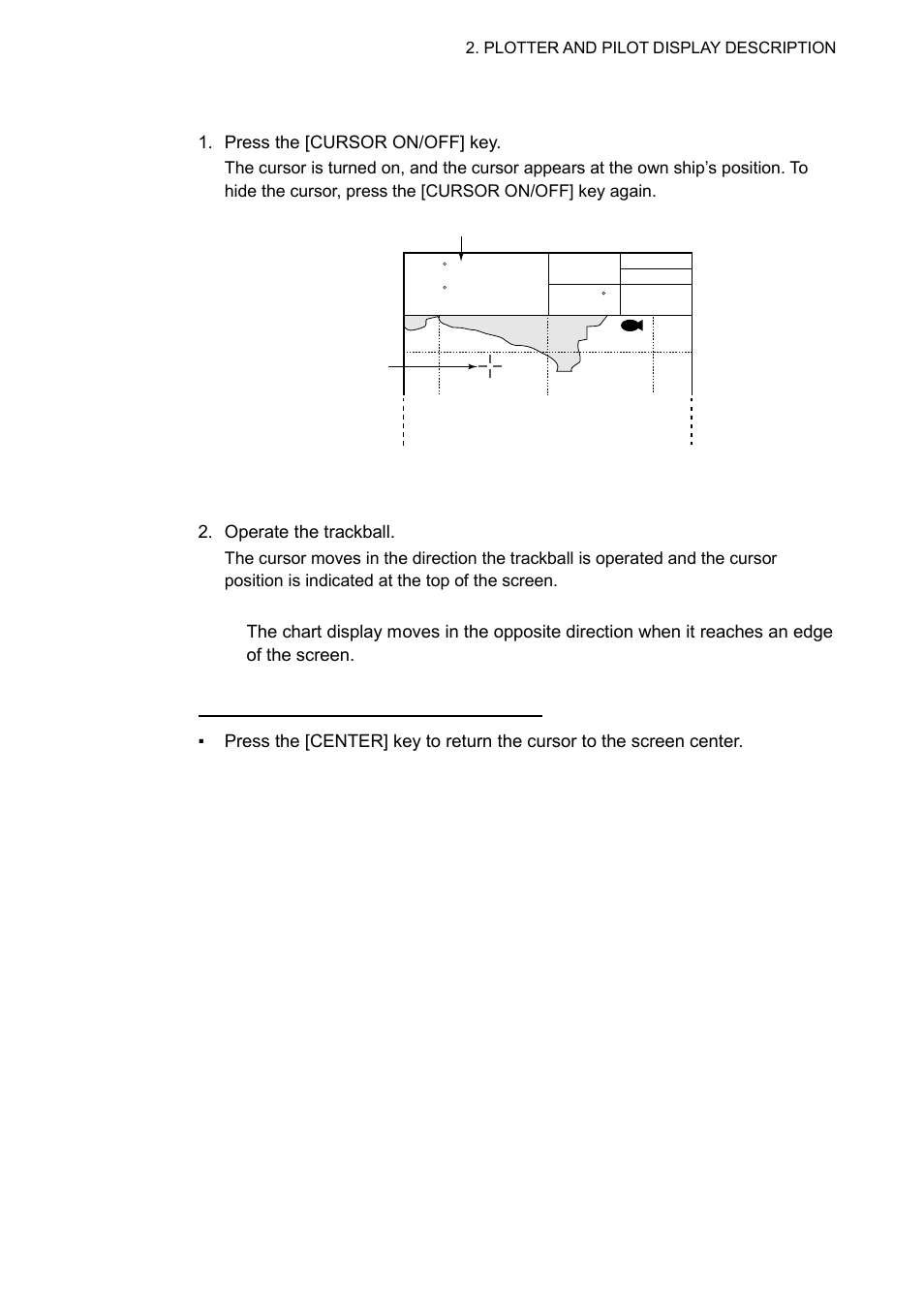 2 operating the cursor | Furuno GP-3500 User Manual | Page 35 / 192