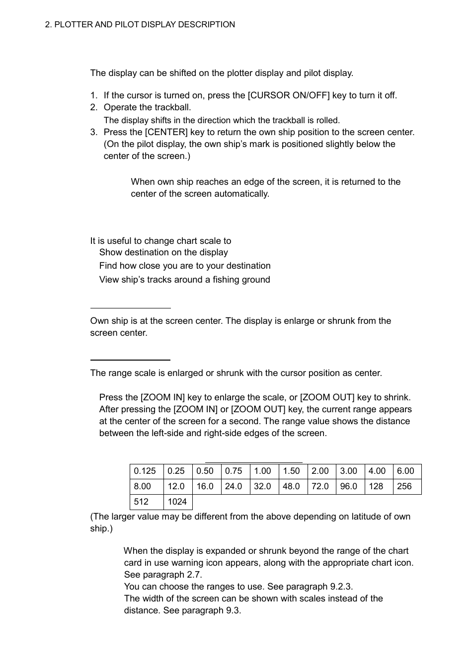 3 shifting the display, 4 changing chart scale | Furuno GP-3500 User Manual | Page 36 / 192
